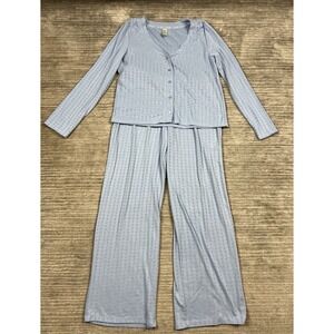 Jessica Simpson 2 Piece Pajama Set Womens XL Blue Long Sleeve‎ Pants Button Up